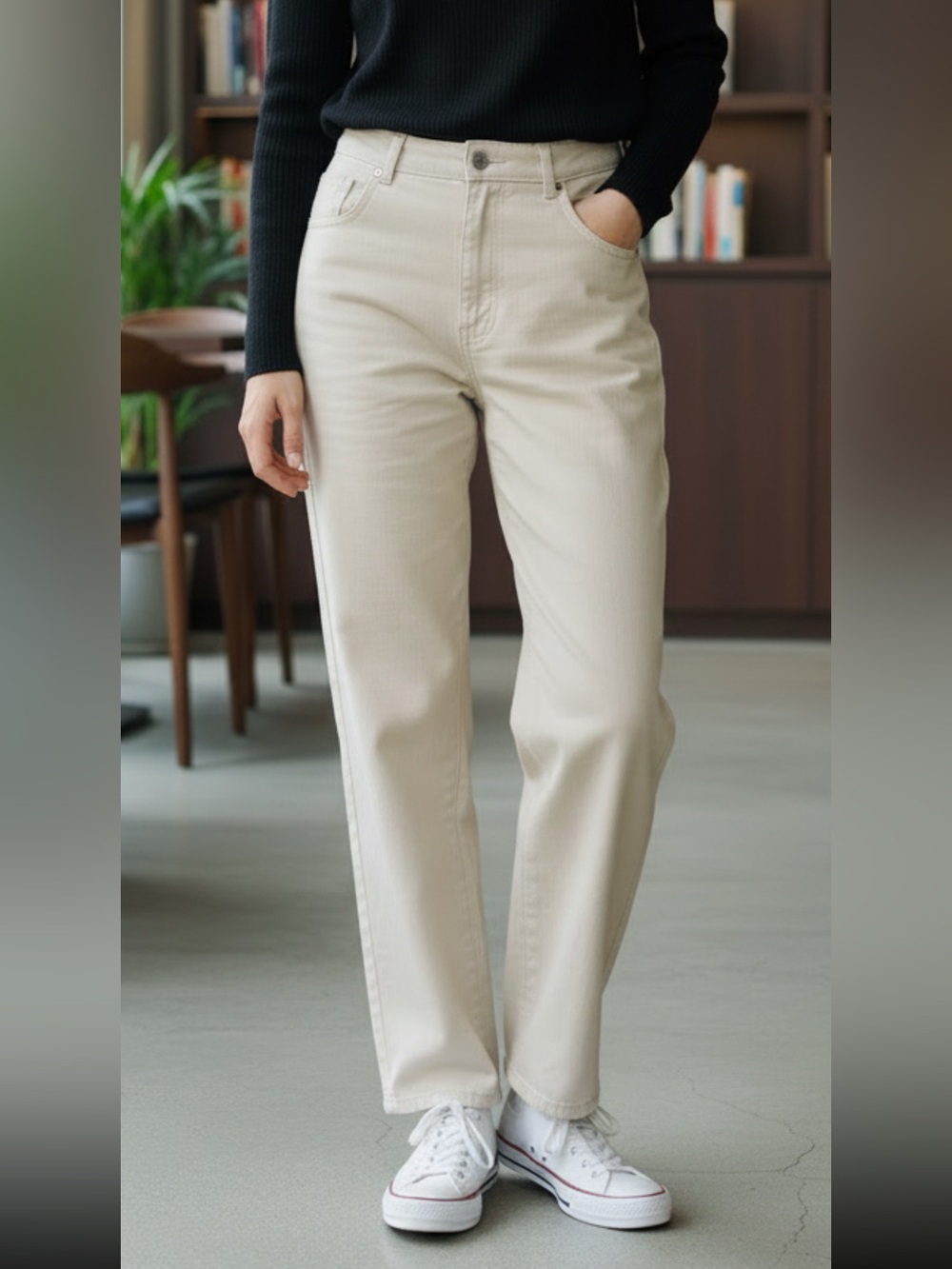 LC Lauren Conrad Off-White High-Rise Straight Jeans women’s 14